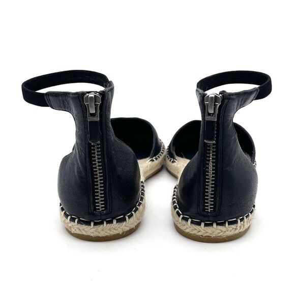 Eileen Fisher Lala Leather Espadrille Flats Black Size 8 Ankle Strap Sandals - Picture 9 of 15